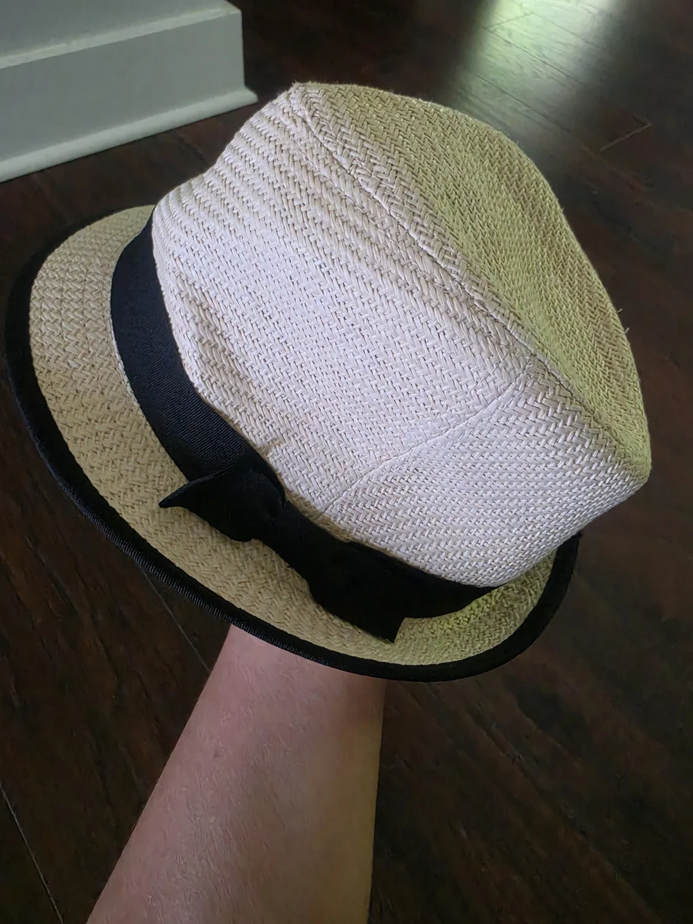 Anthropologie Children's Straw Fedora with Black Band